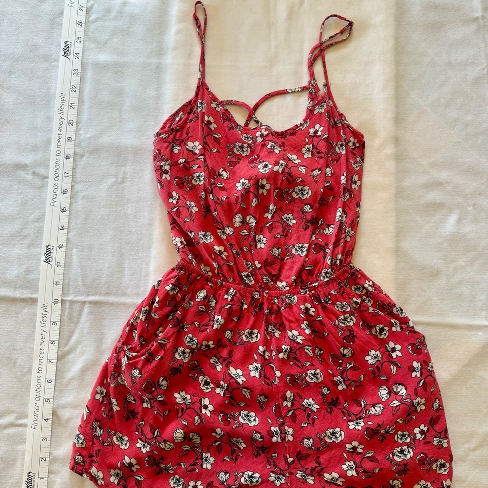 Floral Red Sleeveless Romper